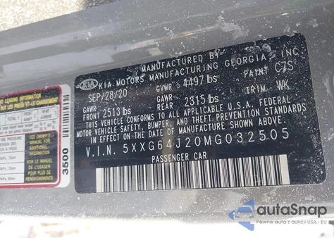 2021 Kia K5 Gt-Line from USA, damaged, VIN 5XXG64J20MG032505